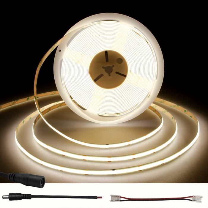 Ruban LED COB 10M, Bande LED Blanc Naturel 4000K DC24V 480 LED-M, CRI ...
