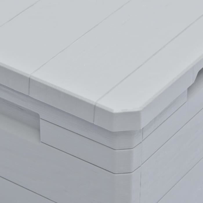 Boîte de rangement de jardin - QIM - 90 L - Gris clair - Plastique avec texture de bois
