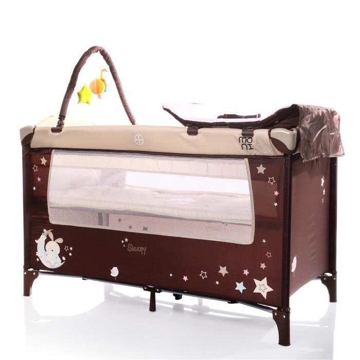 COSTWAY Lit Parapluie 2 En 1 Pliable - Berceau & Parc Jeux Bébé 0-36 Mois - Matelas Respirant - Sac Transport - 125x65x76cm - Bleu