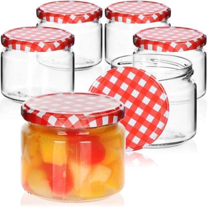 Lot De 6 Petits Bocaux à Confiture En Verre De 200 Ml Avec Couvercles