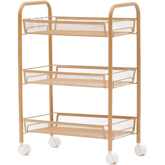Chariot De Rangement 3 Niveaux HOMCOM - Étagère Roulante En Bambou Pour Cuisine/Salle De Bain | 28x18x75cm