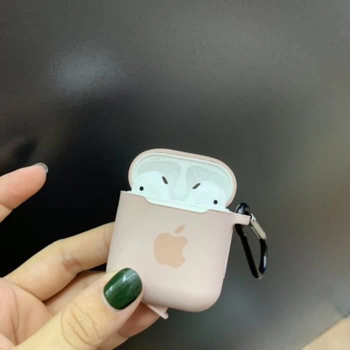 Apple coque airpods,pour Apple Airpods Coque Etui Housse Casque de  Protection en Silicone avec Mousqueton - Poudre de sable - Cdiscount  Téléphonie