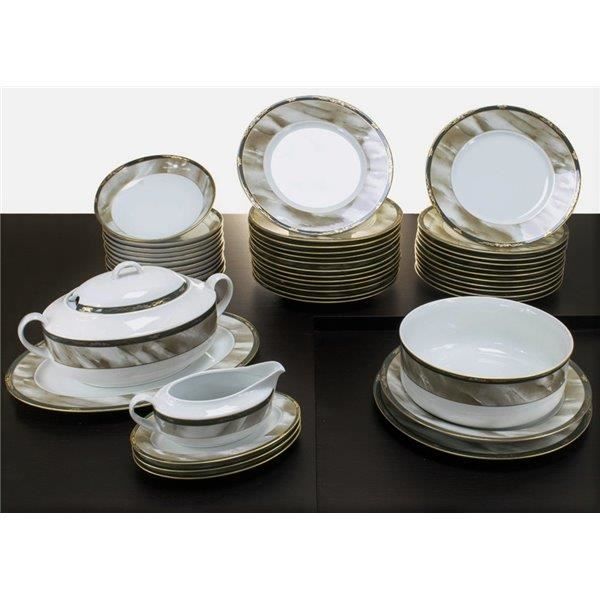 Service De Table En Porcelaine Vaisselle De Baviere Pour 12 Personnes 44 Pieces Marbre Achat Vente Service Complet Cdiscount