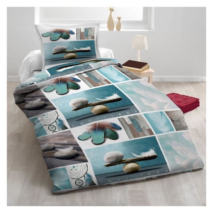 pack complet equilibre housse de couette pour lit 90 x 190 cm 100 coton 57 fils cm cdiscount maison