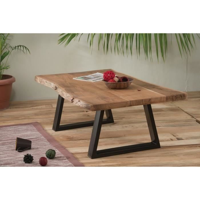 Table Basse Naturel Metal Et Bois Zen Meuble House Marron