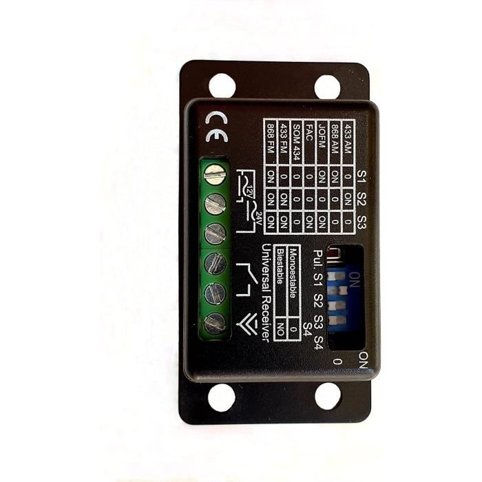Récepteur Universel Dewedrt Multifréquence 300-868 MHz – 2 Canaux 12V/24V – Module Relais Télécommande Porte Garage