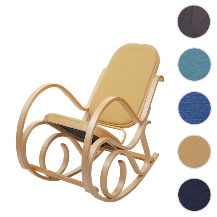 fauteuil à bascule m41 - bois massif - aspect chêne - jaune