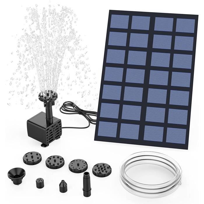 Fontaine Solaire AMZtime 7W - 15 Buses DIY Pour Bassin Oiseaux Ou Jardin - Énergie Solaire