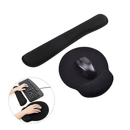 Tapis de Repose Poignet Clavier Ergonomique Gel Mouse Pad Gaming Base en Caoutchouc AntidérapantNoir - vue 2