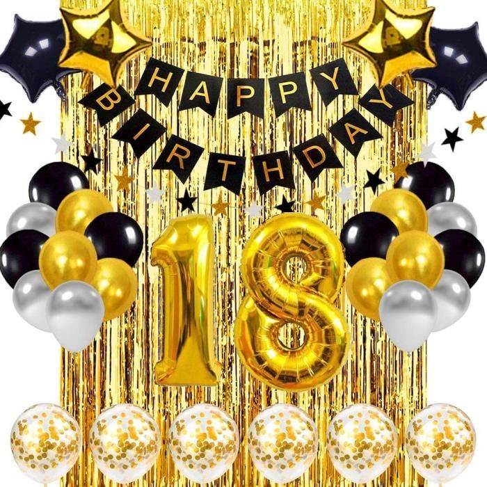 Ballon Decoratif 18 Ans Decoration Anniversaire Ballon Or Noir Ballon Chiffre 18 Ans Banderole Joyeux Anniversaire Ballons Anniv1928 Cdiscount Maison