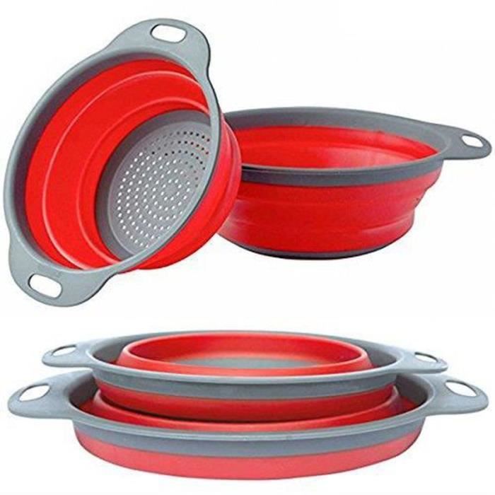 2 Passoires Pliables En Silicone AUAUY - Set Petit Et Grand Pour Cuisine