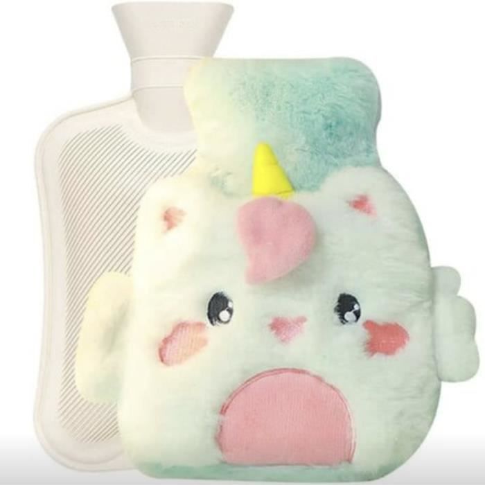 Bouillotte peluche licorne eau chaude Mini doudou chauffante caoutchouc petite pour ventre cervicale dos pied regle adulte enfant