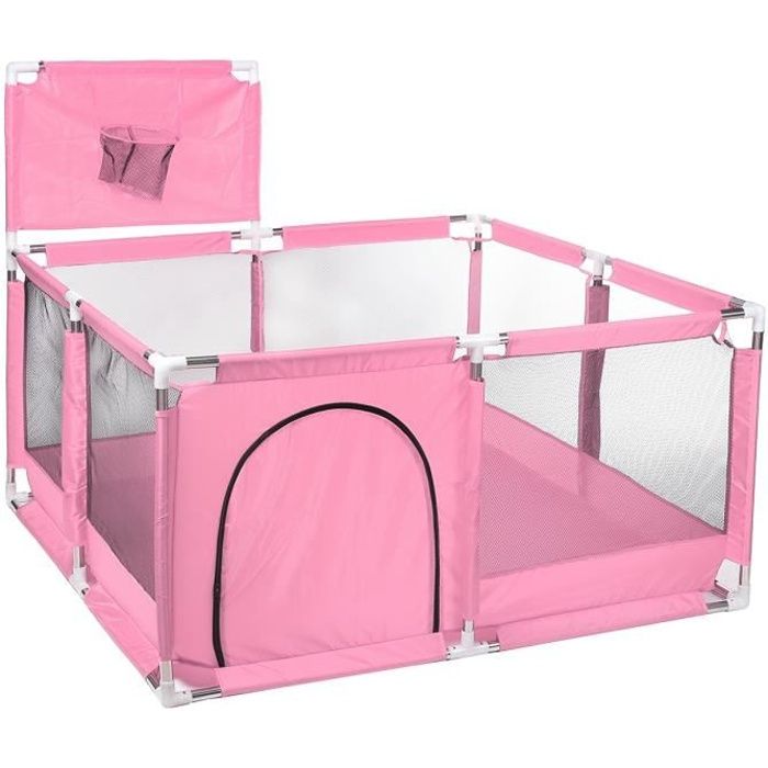 Parc Avec Panier Pour Bebe 126x126x109cm Rose Cdiscount Puericulture Eveil Bebe