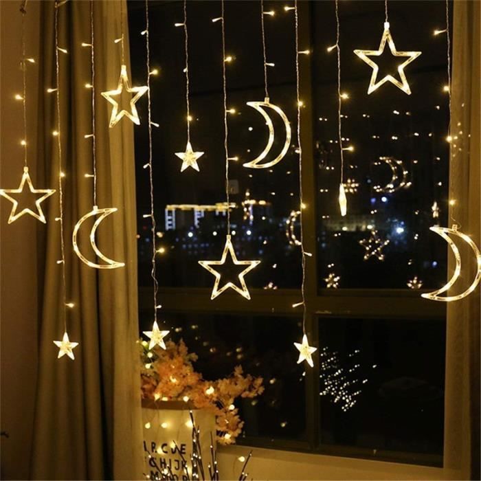 Chaud - Rideau lumineux LED avec étoile lunaire, Guirlande lumineuse pour  noël, Pour l'intérieur, Pour vacanc - Cdiscount Maison