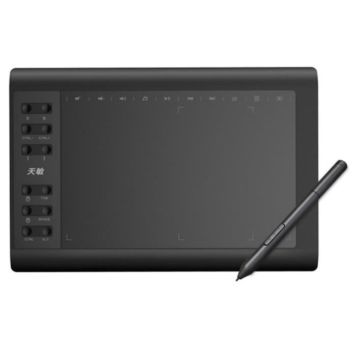 Tablette Graphique 10x6 Pouces - 8192 Niveaux De Pression, Détection D'inclinaison, 12 Touches Rapides, Compatible PC/Mac/Android
