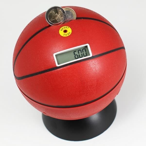 Tirelire Basket-ball 19 Cm En Vinyle - Pour Enfants, Avec Fente à Pièces Et Fermoir, Décoration Sport Et Cadeau