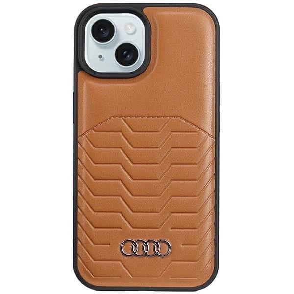 Étui en Cuir synthétique - AUDI - iPhone 15/14/13 - Marron - Rigide - Luxe