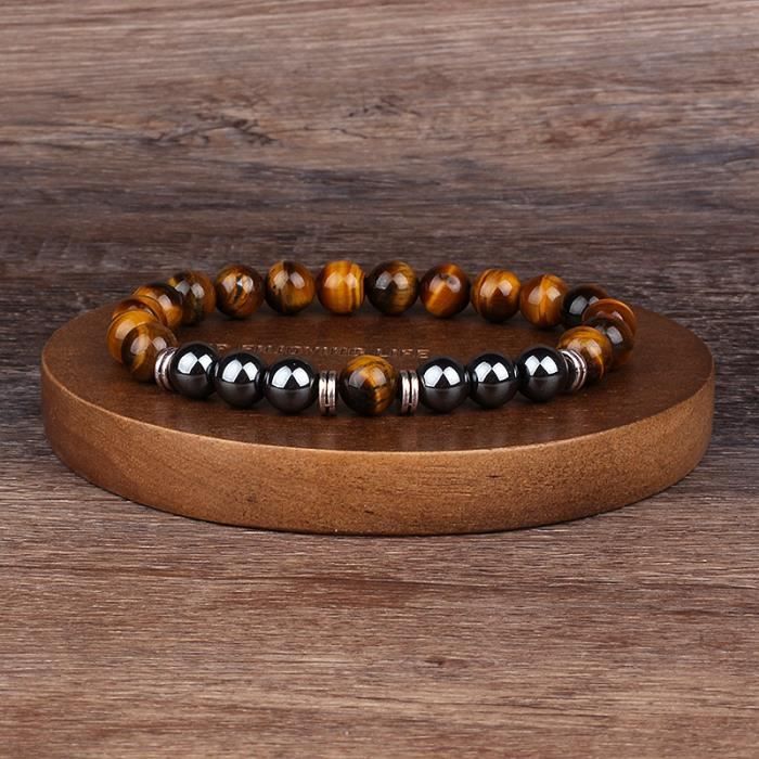 Bracelet Pour Homme En Hématite Naturelle - Pierre Fine, élastique, Bijou Tendance Quotidien, Cadeau élégant