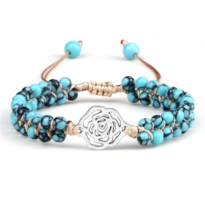Felicidade Bracelet En Calcite Bleue Pierre Naturelle