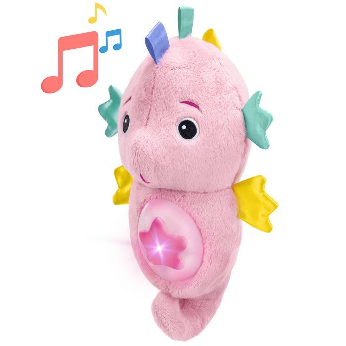 BABY EINSTEIN Veilleuse bébé Doudou hippocampe rose réponds au pleurs de bébé musicale lumineuse bruits blanc attache tétine