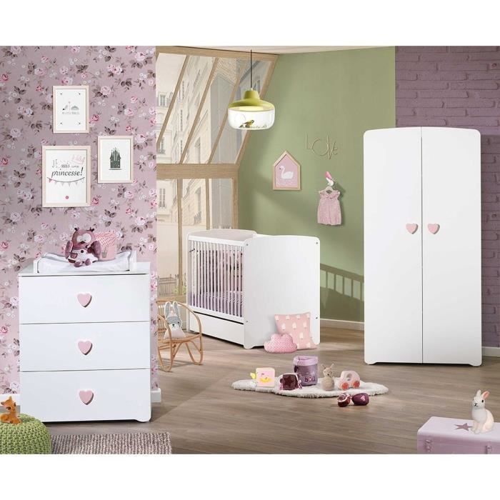 Chambre bébé trio Basic boule: Lit 120x60 commode à langer et armoire Babyprice - vue 3