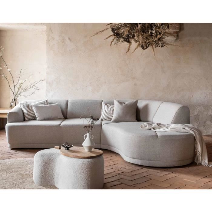 Canapé d'angle 5 places Beige Tissu Design Confort