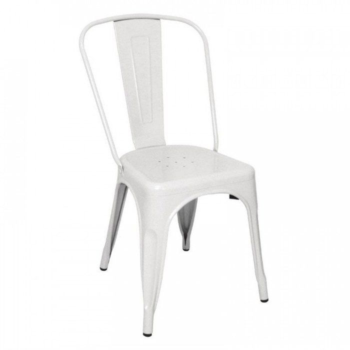Lot de 4 chaises empilables de bistro assise (H)440 mm en acier galvanisé blanc Lot de 4 chaises empilables de bistro assise (H)440 mm en acier galvanisé blanc