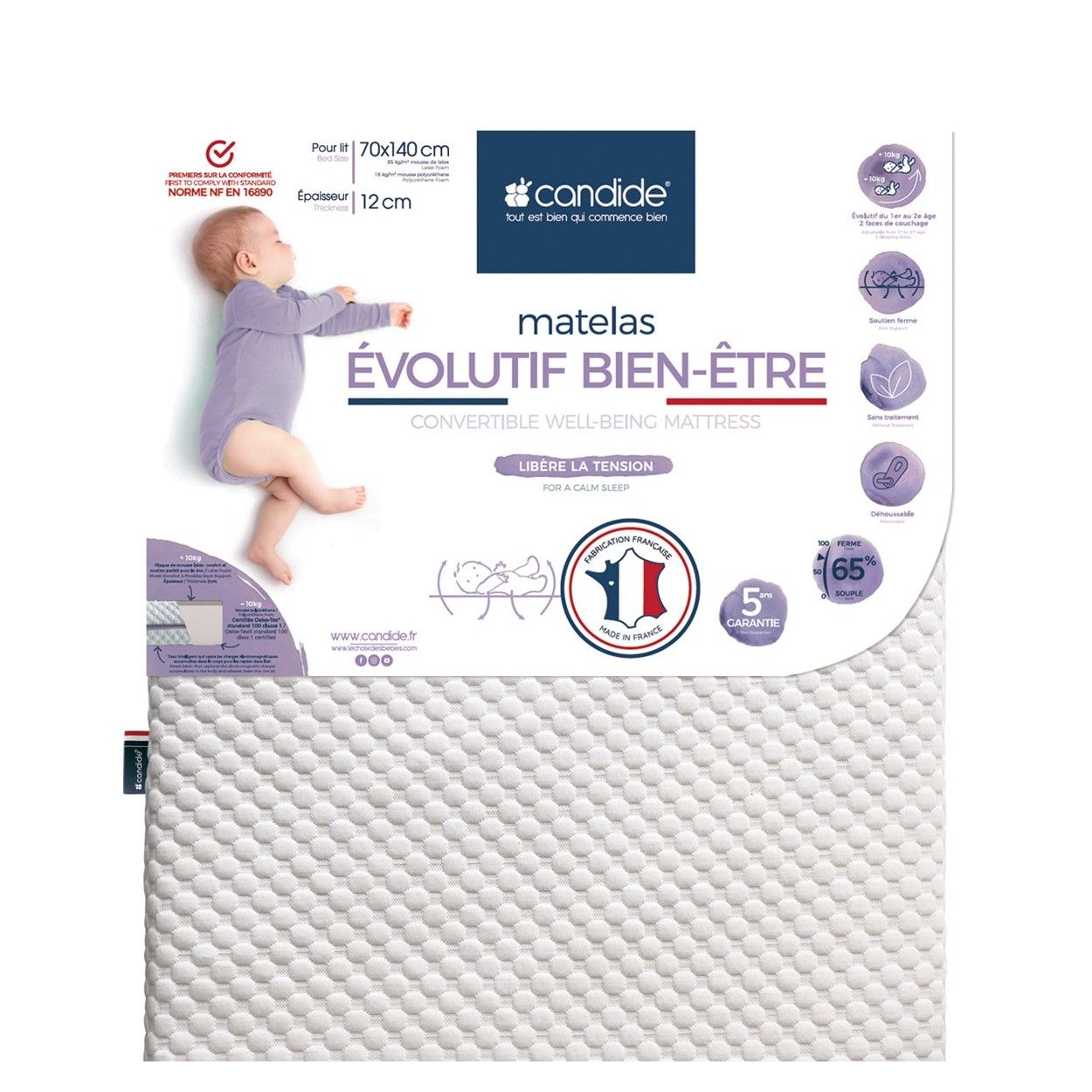 Candide Matelas Evolutif Bien Etre Dehoussable Pour Lit 70x140 Cm Cdiscount Puericulture Eveil Bebe