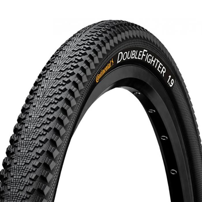 Pneu vélo VTT Continental Double Fighter III - 26x1.90 (50-559) - Noir - Tubetype - Tringle rigide technologie
