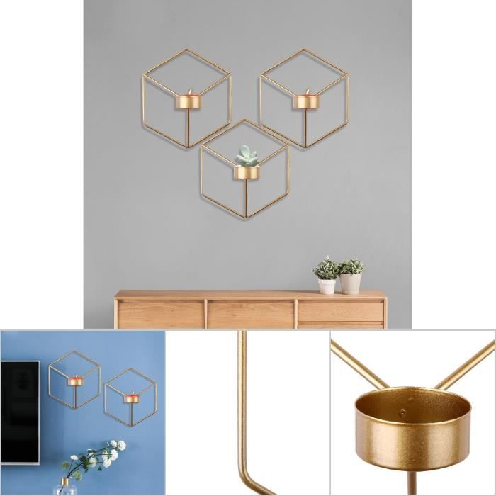 2 Bougeoirs Muraux Vintage En Fer - Déco Maison/Jardin - Or - Pour Bougies LED Ou Vraies