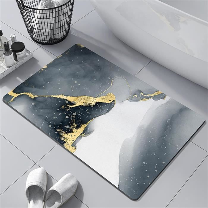 Tapis De Bain En Diatomite ALISTAIR - Gris - Absorbant Et Antidérapant - Marque Française