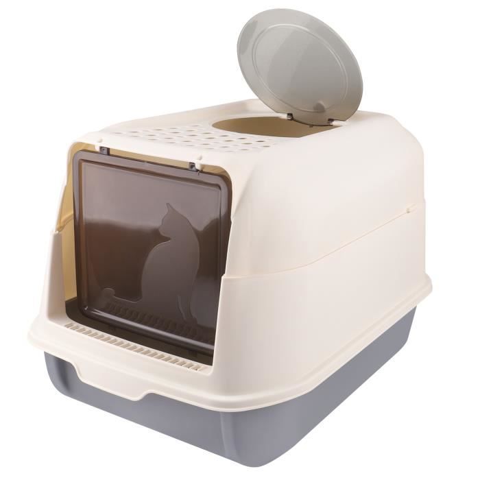 Comparer les prix de Bac à Litière fermé portable ERROLVES - Gris - 36*51*34cm