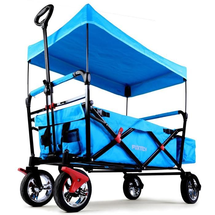 Chariot de transport enfant pliable - FUXTEC City Cruiser bleu - charge 75 kg