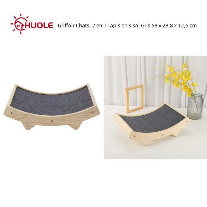 Meilleurs prix pour Griffoir pour chats - HUOLE - Tapis en sisal Gris - 58 x 28,8 x 12,5 cm - 2 en 1