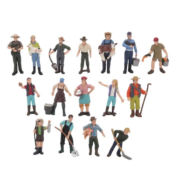 Lot Figurines Fermière JRD – Basse-cour Avec Canard, Poule, Lapin, Chien – Plâtre – Contemporain