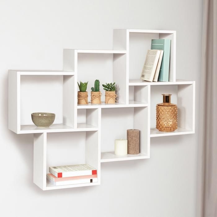 Etagère murale - IDMARKET - LUCAS - Blanc - Double position - Compartiments  carrés - Cdiscount Maison