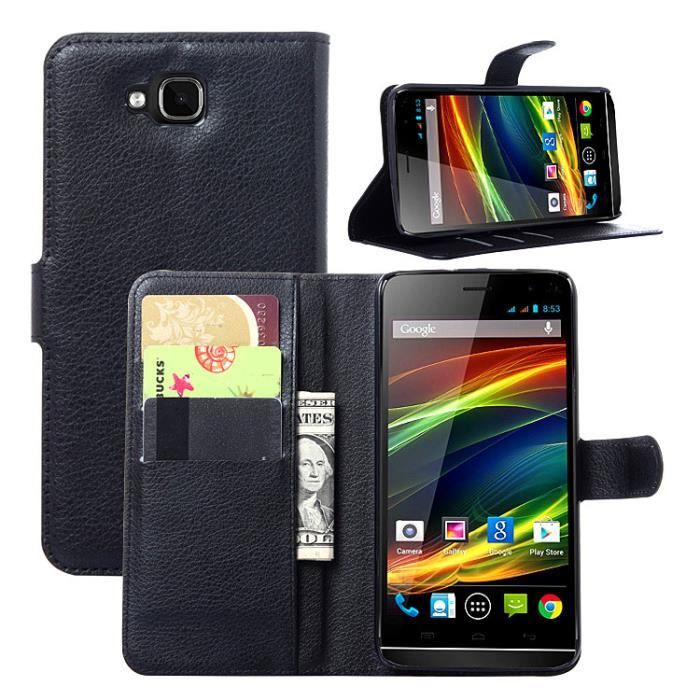 Karylax - Etui à Rabat Couleur Anthracite  Ref.5-A  Pour Smartphone Logicom Le Swipe