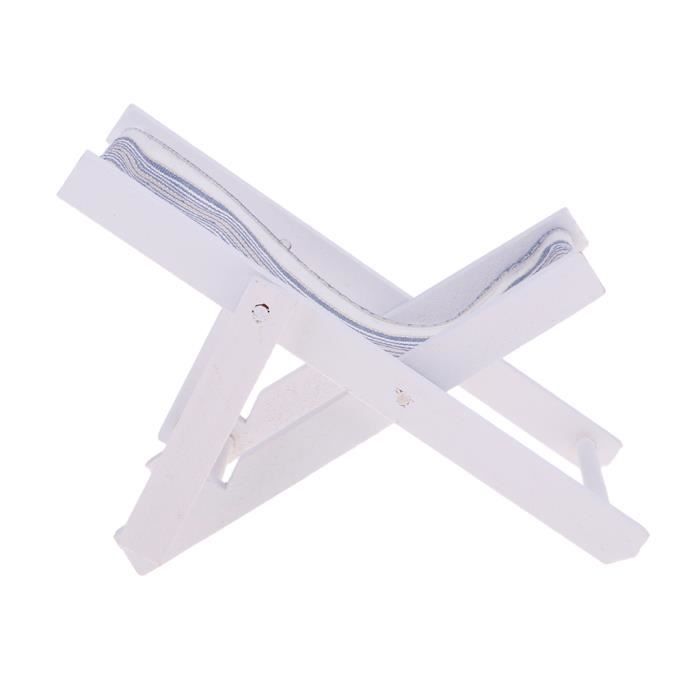PVCS 1:12 Mini Meubles de Maison de Poupée Chaise Longue de Plage Pliable pour Décoration Intérieure