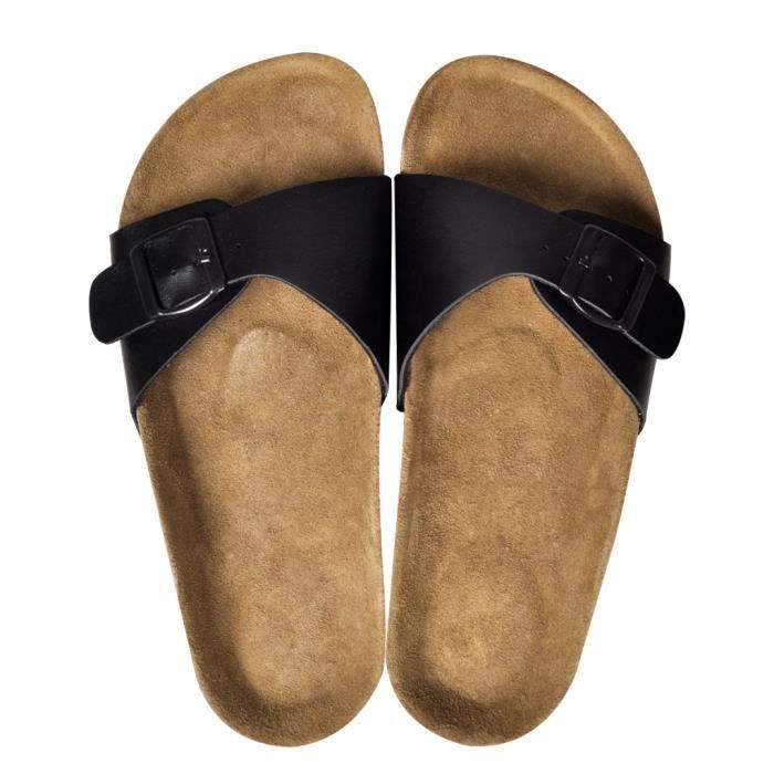 Nos Sandales Branchees Disposent De Premieres De Proprete En Suede De Vache De Semelles De Soutien En Liege Absorbant Les Chocs Noir Achat Vente Sandale Nu Pieds Cdiscount