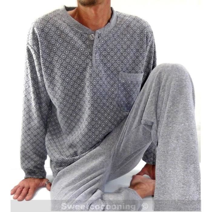 Pyjama homme Hiver molletonné.Chaud et Conforta... Gris ...
