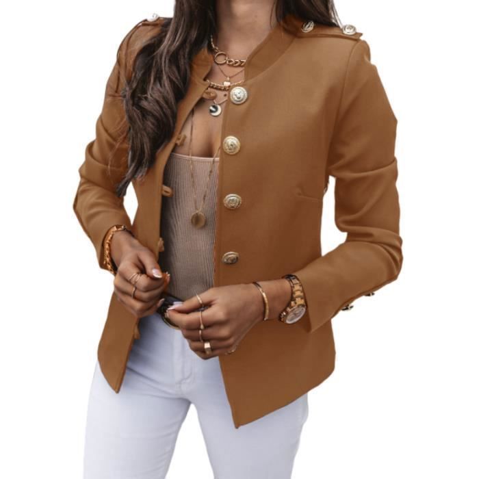 VESTE VAREUSE CASAQUE BLAZER Veste Boutons Femme Decontractee Blazer a Manches Longues Et Boutons Chic Et Elegant Aurore Aurore Cdiscount Pret a Porter