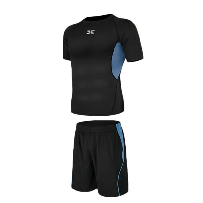 Ensemble de Vetement Sport Homme 2 Pieces T-shirt+Short Fitness Running Ete  Bleu - Cdiscount Sport