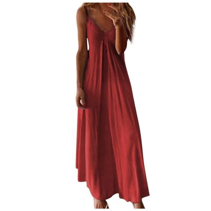 Minetom Femme Robe Longue Ete Boheme Chic Col V Sans Manche Grande Taille Tie Dye Imprimer Camisole Robe De Plage Vacances Z Rouge Cdiscount Pret A Porter