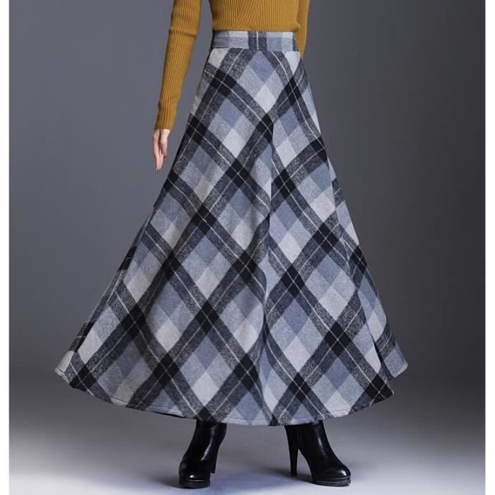 Jupe Longue jupe en laine pour femmes mod le carreaux taille
