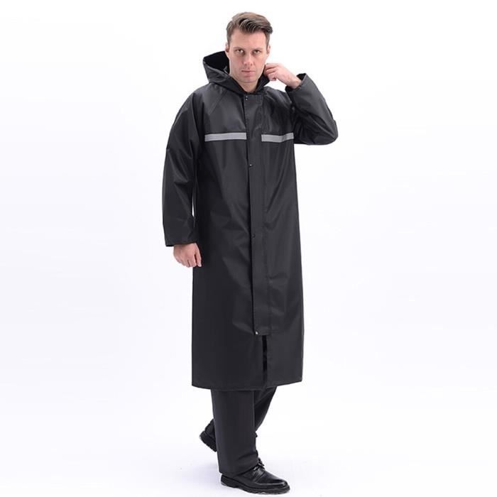 Trench,Manteau de pluie Long imperméable à capuche pour adultes, épais, à  la mode, pour l'extérieur, randonnée, voyage - Type Black Blanc - Cdiscount  Prêt-à-Porter