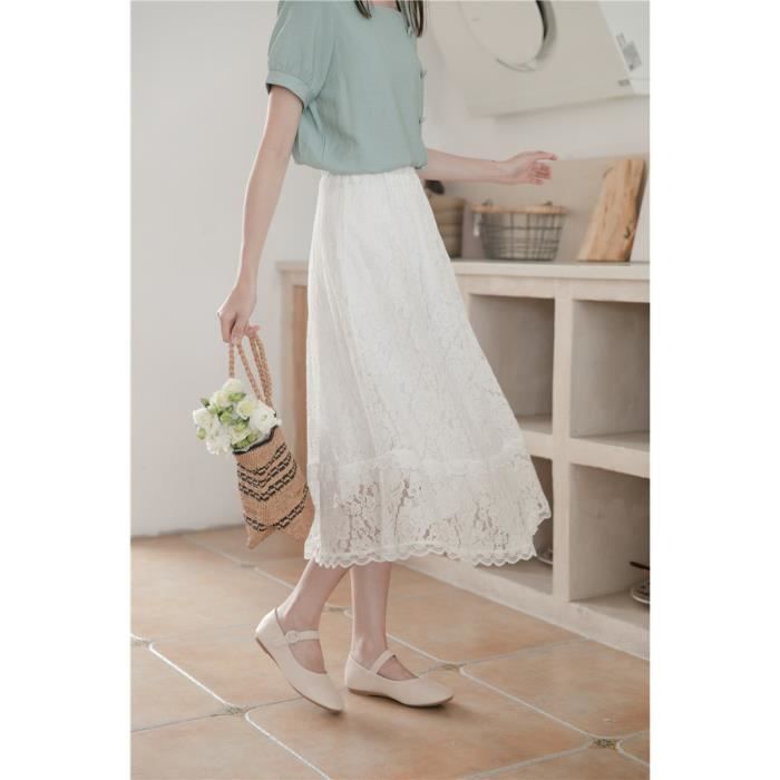 Jupe Midi En Tulle En Dentelle Pour Femmes Jupe En Dentelle Blanche A Line Jupe Drapee En Dentelle De Fee White M White Cdiscount Pret a Porter