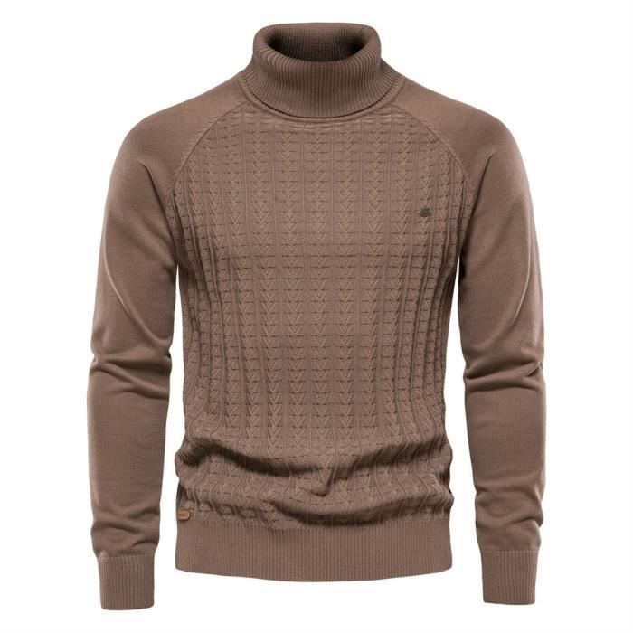Pull Col Roulé Homme - MARSEE - Tricote Manches Longues - Casual ...