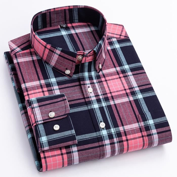Chemise manches longues à carreaux avec poche (pin)
