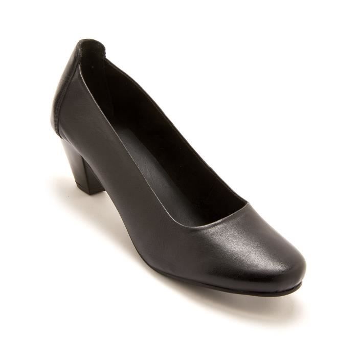 Escarpins grande largeur en cuir noir Femme Talon large 5cm Confortable Achat Vente Escarpins grande largeur en cuir noir Femme Talon large 5cm Confortable pas cher Cdiscount