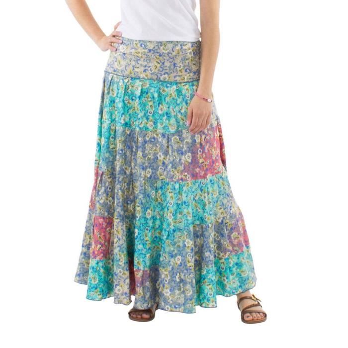 Jupe longue boh me multicolore Coline Gris Cdiscount Pr t Porter